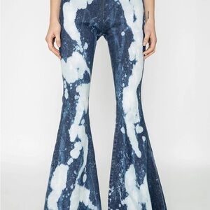 I.AM.GIA Dark Blue Tie-Dye Bell bottom Flare Jeans